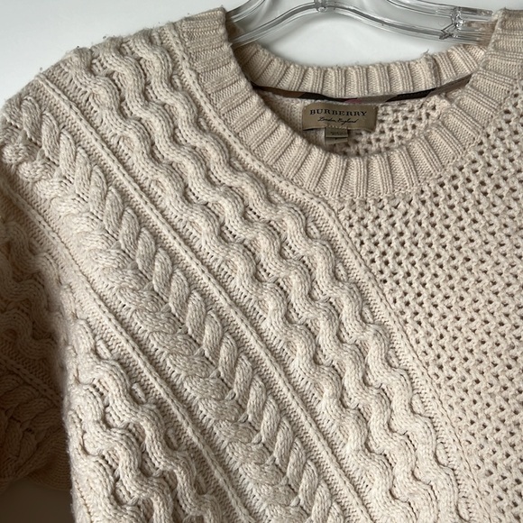BURBERRY ♥️ Cable knit wool and cashmere sweater Sz S/P - Picture 5 of 14